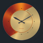 Relógio geométrico Dourado e vermelho<br><div class="desc">Imagem de ouro metálico e design geométrica moderna,  vermelha-escura.</div>