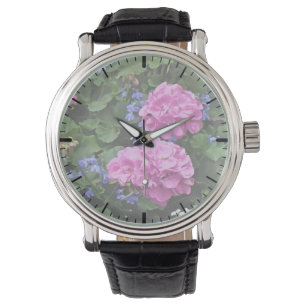 Relógio Geraniums e Periwinkle