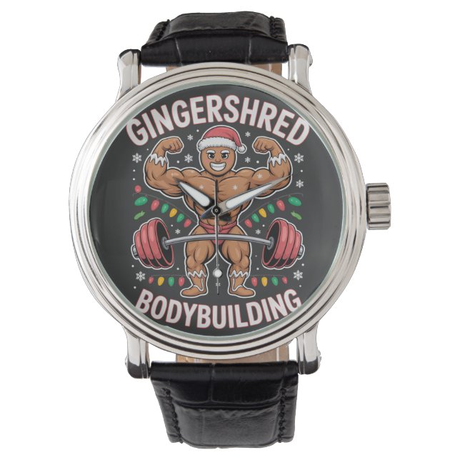 Relógio Gingerbread Bodybuilding Christmas Gym gift (Frente)