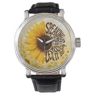 Relógio Girassol Amarelo com Citação Inspiradora
