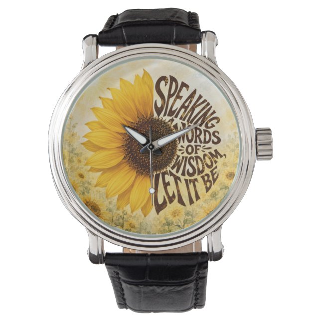 Relógio Girassol Amarelo com Citação Inspiradora (Frente)