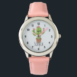 Relógio Girls Cute Kawaii Cactus Cartoon e Kids<br><div class="desc">Este lindo relógio de crianças neutras apresenta um adorável desenho desenhado à mão em cacto kawaii. Este design de hipster bonito também tem um lugar para você adicionar o nome da sua garota. Com números claros e facilmente legíveis, este 'primeiro' relógio é excelente para aqueles que começam a aprender o...</div>