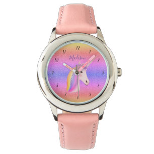 Relógio Girls Glitter Personalizadas Girls Girly Rainbow U