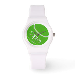 Relógio Girls Tênis Ball Watch Green and White Name