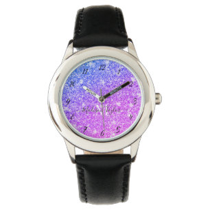 Relógio Giry Purple e Pink Glitter Monographic Name