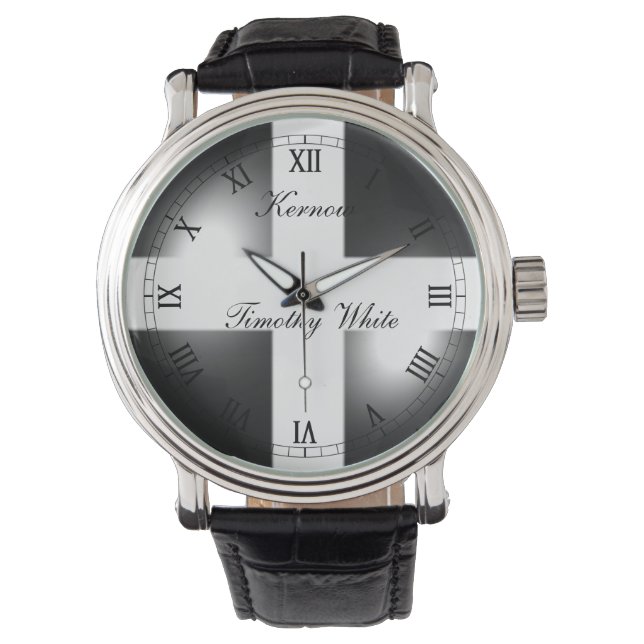 Relógio Glossy Dome Cornish Flag (Frente)