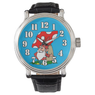 Relógio Gnome com Cogumelo Vermelho e Branco