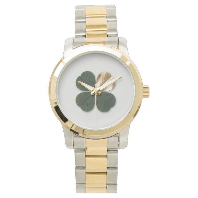 Relógio Gold Clover Manifestation Watch Birthday Gift Her (Frente)
