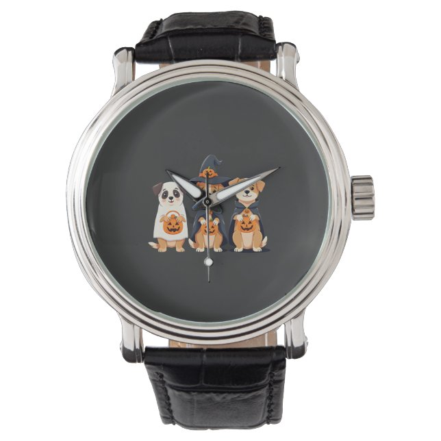 Relógio Golden Retriever Fantasma Halloween Doces Ou Trave (Frente)
