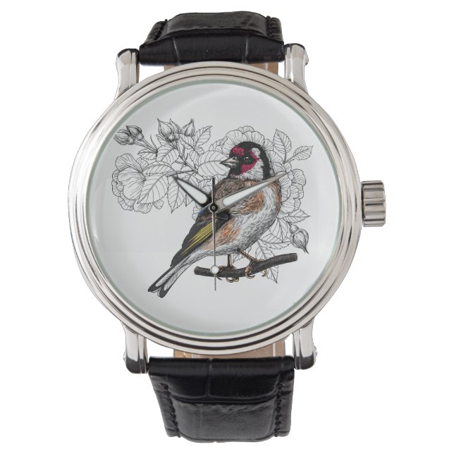 Relógio Goldfinch e rosas (Frente)