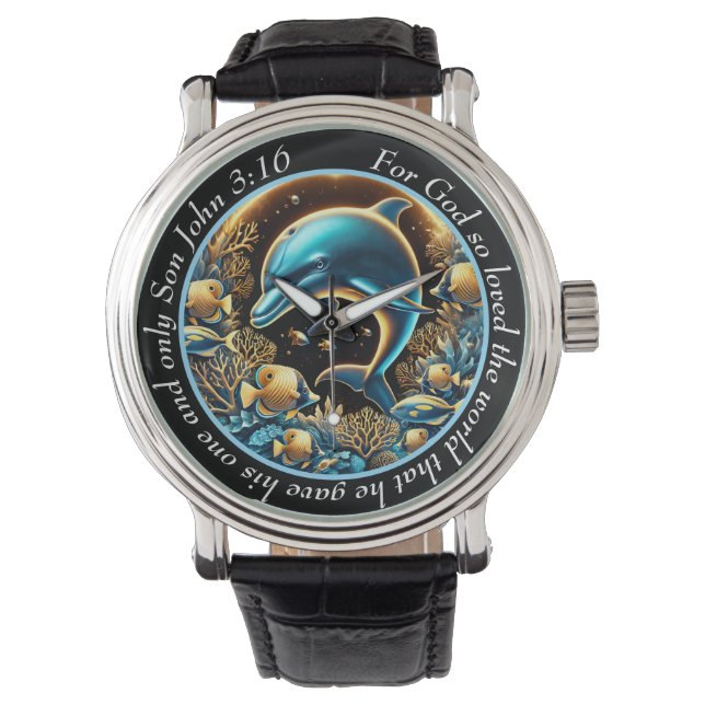 Relógio Golfinho Gracioso Tempo Oceano Fé (Frente)