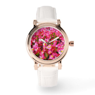 Relógio Gota de Primavera: Flores de Begônia Rosa,