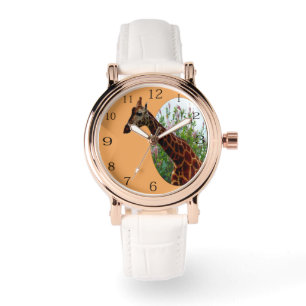 Relógio "Graça Tropical: Girafa Popout Art com Hibiscus