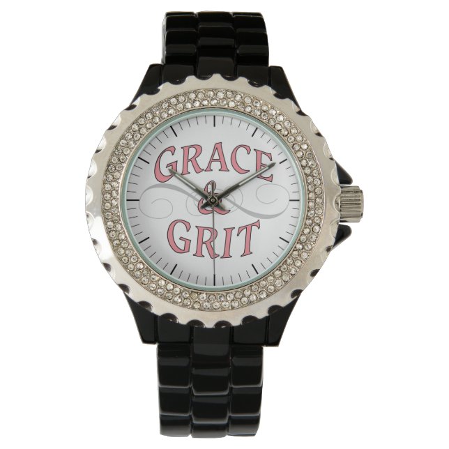 Relógio Grace & Grit em rosa e Cinza (Frente)