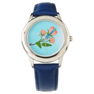 Relógio Gradação do céu azul com ramificação primavera flo