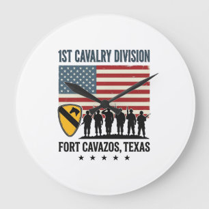 Relógio Grande 1ª Divisão de Cavalaria Fort Hood Camisa Militar V