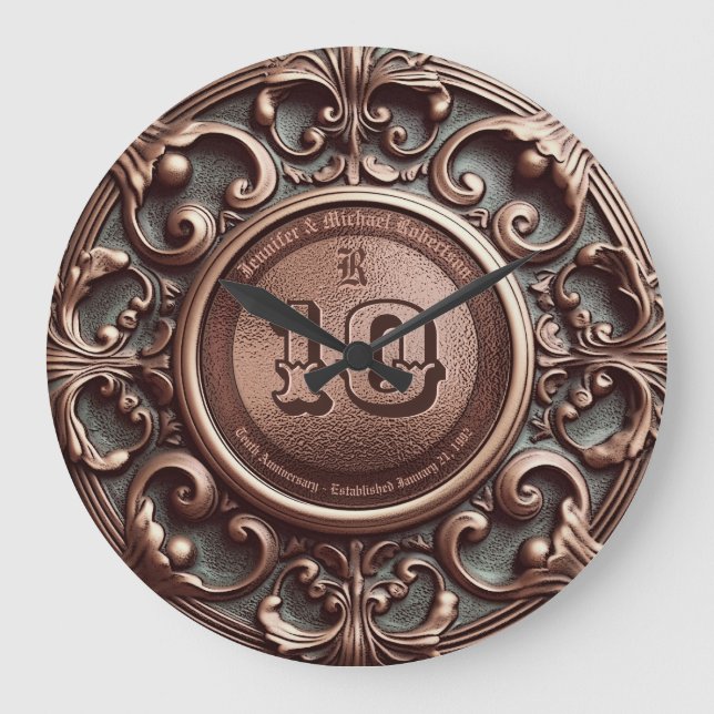 Relógio Grande 10º aniversário do Casamento de Cobre - Grande Rel (Frente)