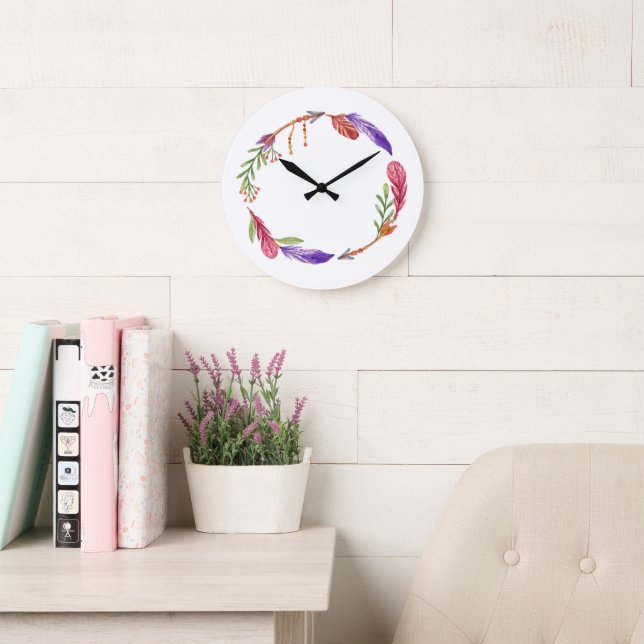 Relógio Grande 10.75" Boho Patterned Round Acrylic Wall Clock (Sala de leitura)