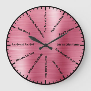 Relógio Grande 12 Passo Sobriedade Alcoólicos Pink Wall Clock