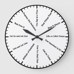 Relógio Grande 12 Passo Sobriety Clean & Sober Slogans Wall Clock