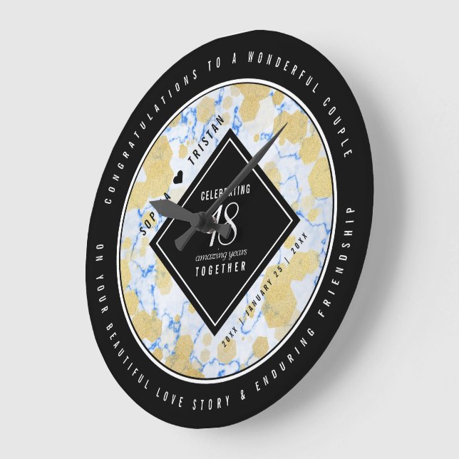 Relógio Grande 18.º aniversário do Casamento Porcelanês (Ângulo)