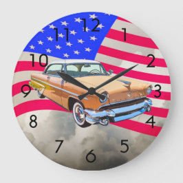 Relógio Grande 1955 Lincoln Capri Com Bandeira Americana