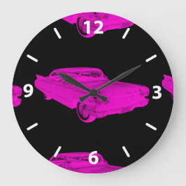Relógio Grande 1960 Cadillac Carro de Luxo Rosa e Preto Pop Art