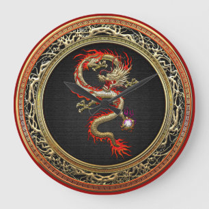 Relógio Grande [200] Dragão chinês Ouro Fucanglong