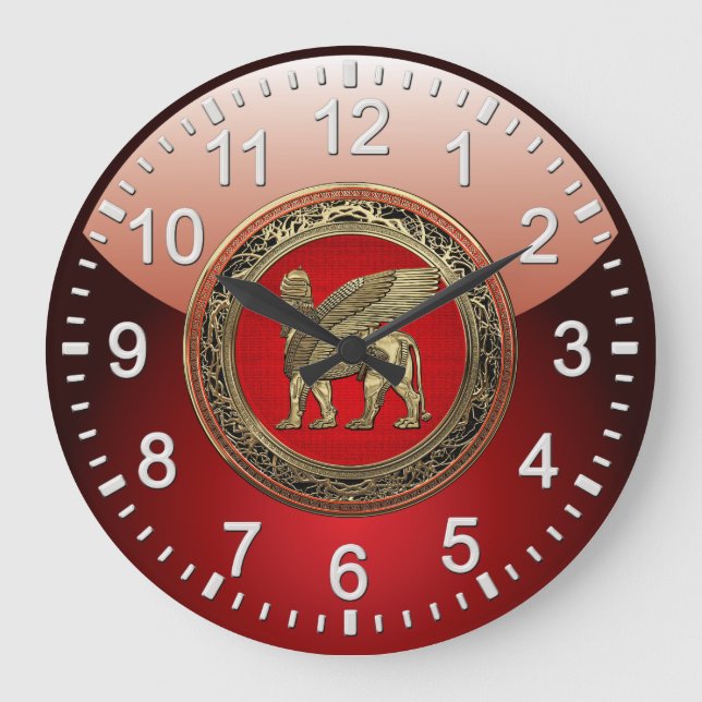 Relógio Grande [200] Leão voado Assyrian - Lamassu Dourado (Frente)