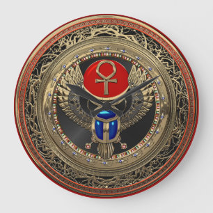 Relógio Grande [200] Sárabe egípcio Dourado, sagrado, com Ankh