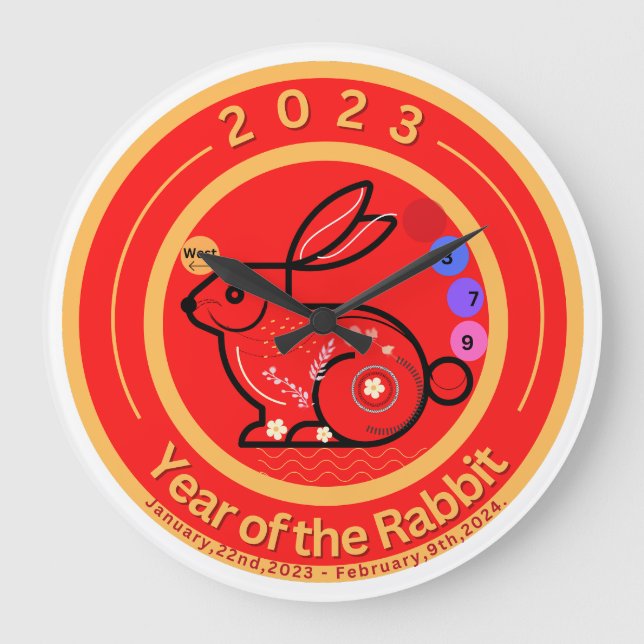 Relógio Grande 2023-Year of the Rabbit Design Classic Acrylic Pr (Frente)