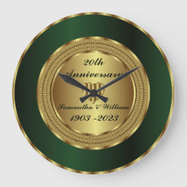 Relógio Grande 20 Bela Esmeralda E Dourado Aniversário De Casamen