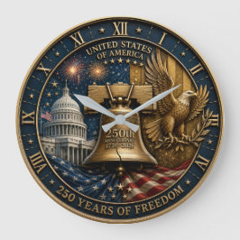Relógio Grande 250 Years of Freedom Liberty Bell Bald Eagle & U.S