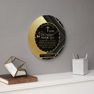 Relógio Grande 25 Pastor Priest Anniversário Gift Ordination ANY