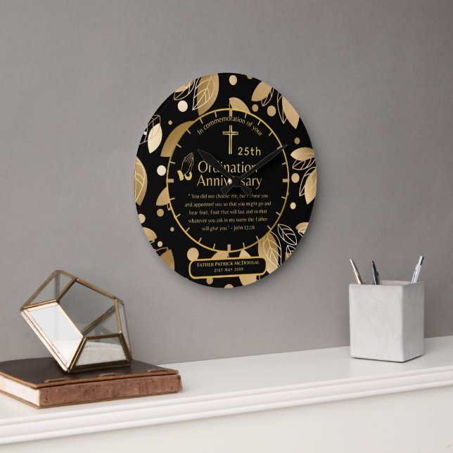 Relógio Grande 25 Pastor Priest Anniversário Gift Ordination ANY (Escritório)