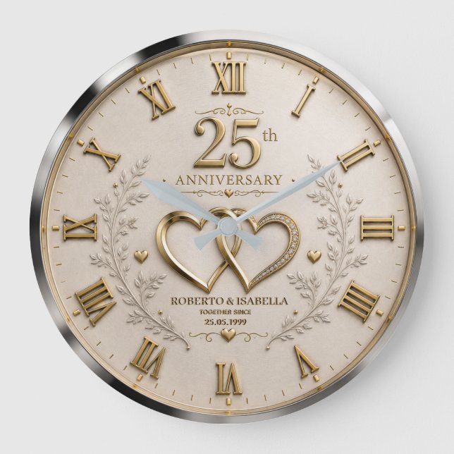 Relógio Grande 25th wedding anniversary 25 years anniversary (Frente)