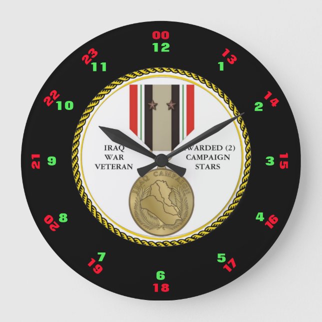 RELÓGIO GRANDE 2 ESTRELAS DE CAMPANHA IRAQUE WAR VETERAN (Frente)