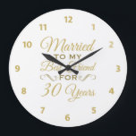 Relógio Grande 30º Aniversário de Casamento Melhor Amigo<br><div class="desc">Celebre um aniversário de casamento marcante com essa ideia de presente romântico com letras douradas elegantes. Para marido e mulher que são melhores amigos!</div>
