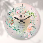 Relógio Grande 30 Rosas de aniversário de casamento Floral Pearl<br><div class="desc">Apresentando uma delicada camada floral de aquarela em fundo pérola,  este relógio de 30 de botânica chic pode ser personalizado com seus detalhes especiais de aniversário de pérolas em tipografia elegante. Projetado por Thisnotme©</div>
