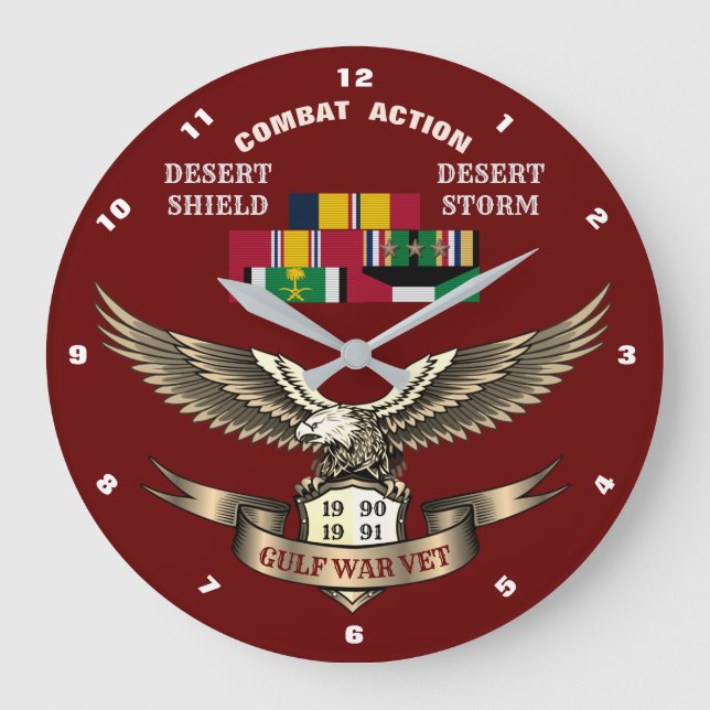 RELÓGIO GRANDE 3 ESTRELAS DE CAMPANHA VETERANOS DE GUERRA DO GOLF (Frente)