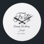 Relógio Grande 40th forty letterbirthday add name date year gray<br><div class="desc">editable design</div>