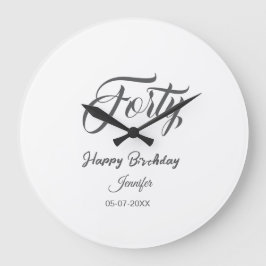 Relógio Grande 40th forty letterbirthday add name date year gray 