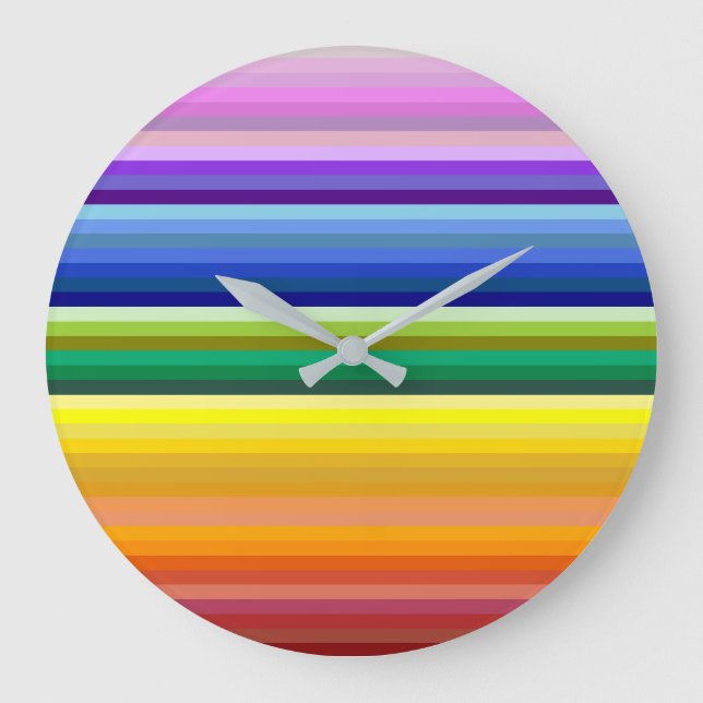 Relógio Grande 42 Stripes Espectro Arco-Íris (Frente)