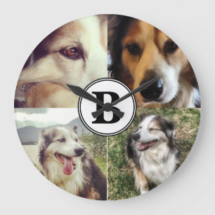 Relógio Grande 4 fotos e monogramas de Instagram personalizados