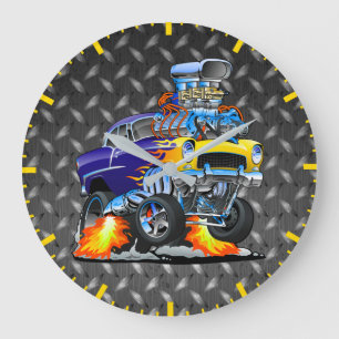 Relógio Grande 55 Placa de Metal Xadrez Diamante de Carro Engraça