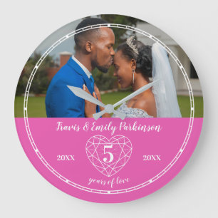 Relógio Grande 5 Casamento Cardíaco Rosa Turmalina