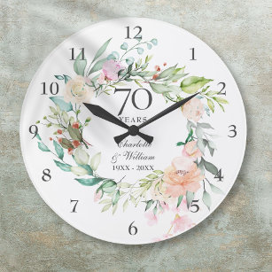 Relógio Grande 70 Rosas de aniversário de casamento Floral