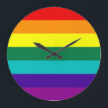 Relógio Grande 7 Bandeira do Orgulho gay Rainbow<br><div class="desc">7 Bandeira do Orgulho gay Rainbow
 
  Versão com faixa rosa quente removida devido à indisponibilidade do tecido rosa-quente (1978-79).</div>