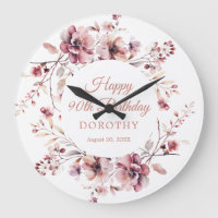 90 Birthday Personalizado Borgonha Rosa Floral