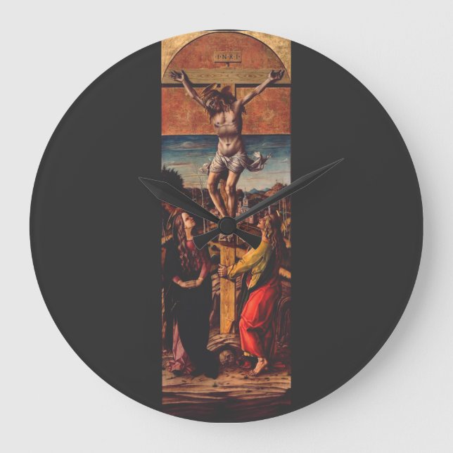 Relógio Grande A Crucificação segundo Carlo Crivelli Arte Sagrada (Frente)